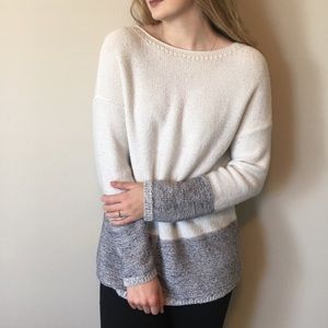 Gap Colorblock Sweater Grey and White Size L